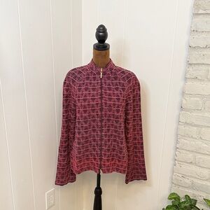 Women's Pink Wool Blend St. John Sport Double Full Zip Quiet Luxury Jacket